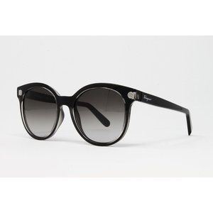 Salvatore Ferragamo Women's Round Sunglasses SF833S 001 Crystal Black 53mm NEW!